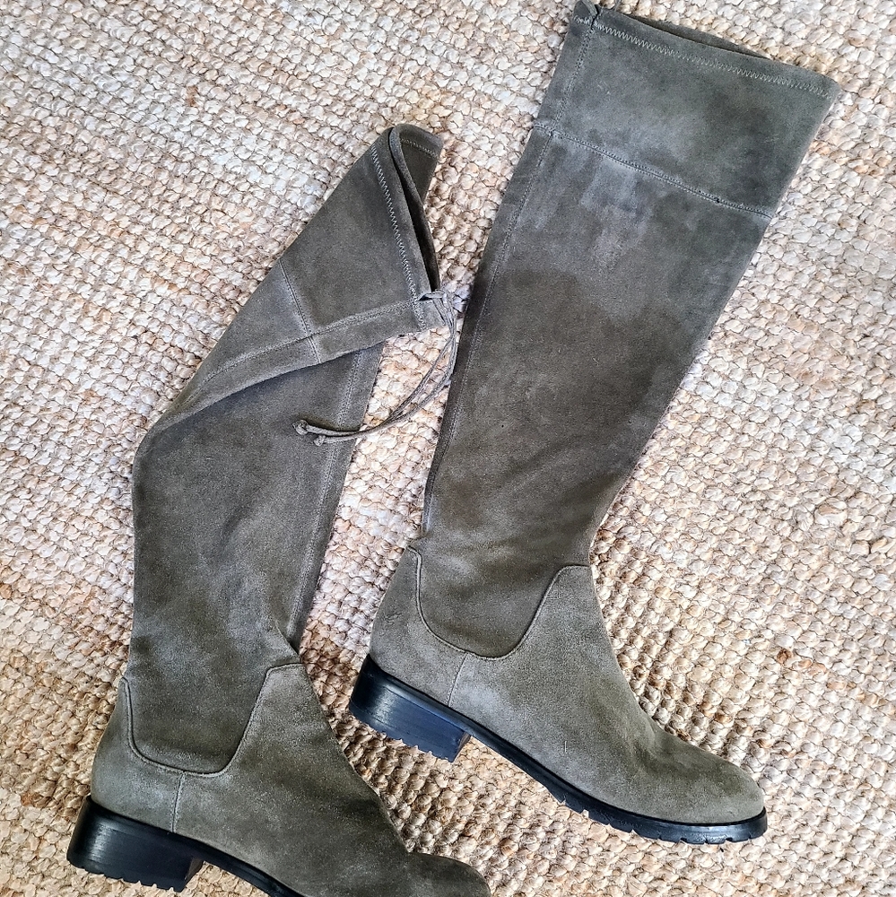 Suede Knee High Pull on Fall Boots